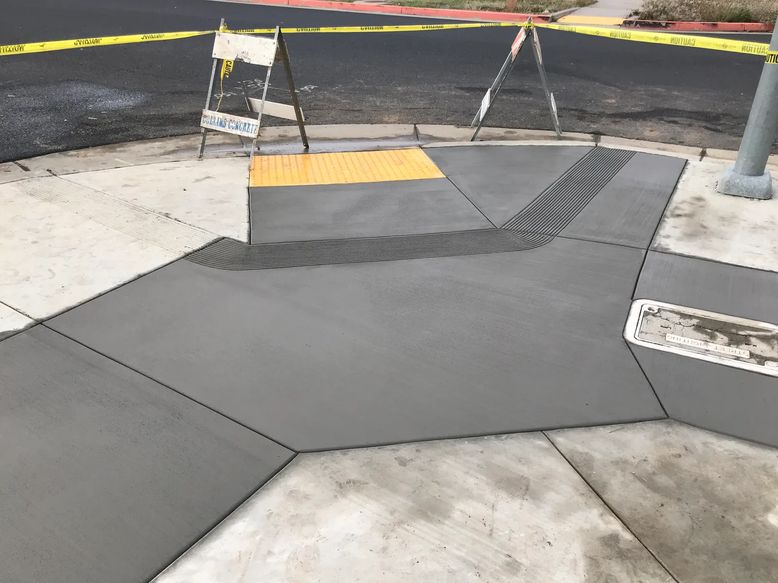 Finished concrete walkway with contrasting border details
